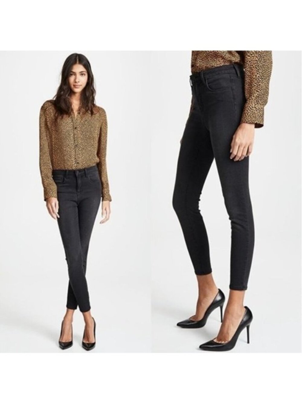 NEW L'Agence Margot High Rise Ankle Skinny Jean 26 Dark Graphite Stretch Cropped
